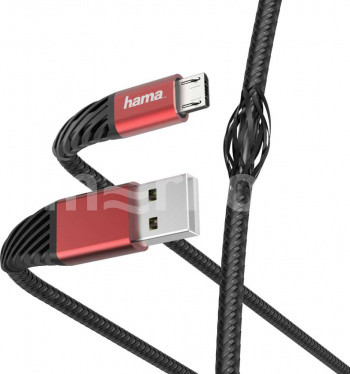 

Кабель USB-Micro USB, угловой, 2A, 1.5м, черный/красный Hama (00187216)