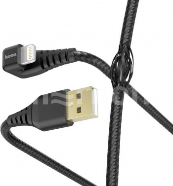 

Кабель USB-Lightning 8-pin, угловой, позолоченные разъемы, 2.4A, 1.5м, черный Hama (00187221)