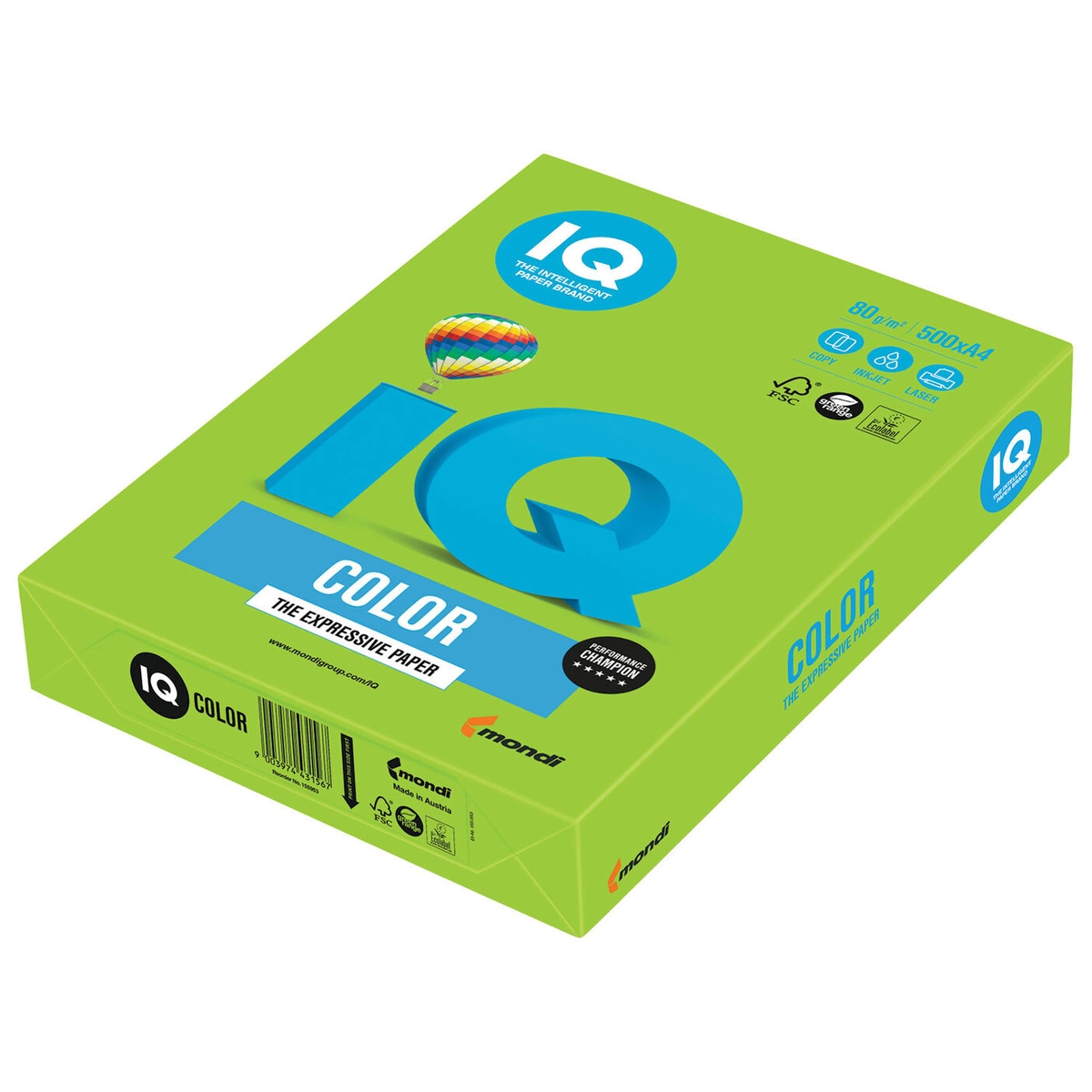 

Бумага A4 80 г/м² 500 листов, Ярко-зеленый IQ COLOR MA42 (9003974406497), MA42