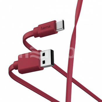 

Кабель USB-USB Type-C, плоский, 1м, красный Hama (00187230)