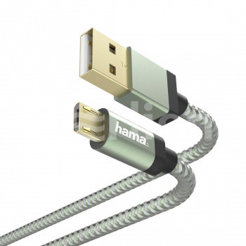 

Кабель USB 2.0(Am)-Micro USB 2.0(Bm), позолоченные разъемы, 1.5м, зеленый Hama (00187235)