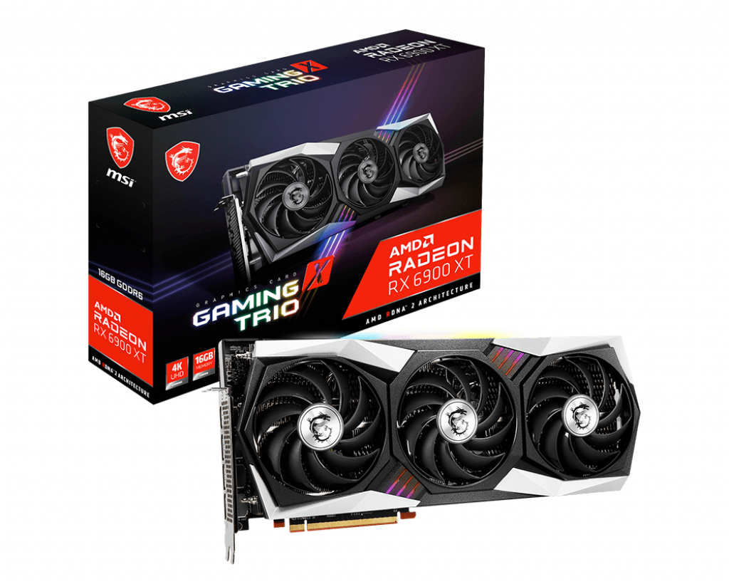 

Видеокарта MSI AMD Radeon RX 6900 XT GAMING X TRIO, 16Gb DDR6, 256bit, PCI-E, HDMI, 3DP, Retail (RX 6900 XT GAMING X TRIO 16G), GAMING X TRIO