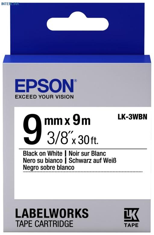 Термотрансферная лента EPSON C53S653003, 9мм-9м, черно белый, для LK-3WBN (1643046)