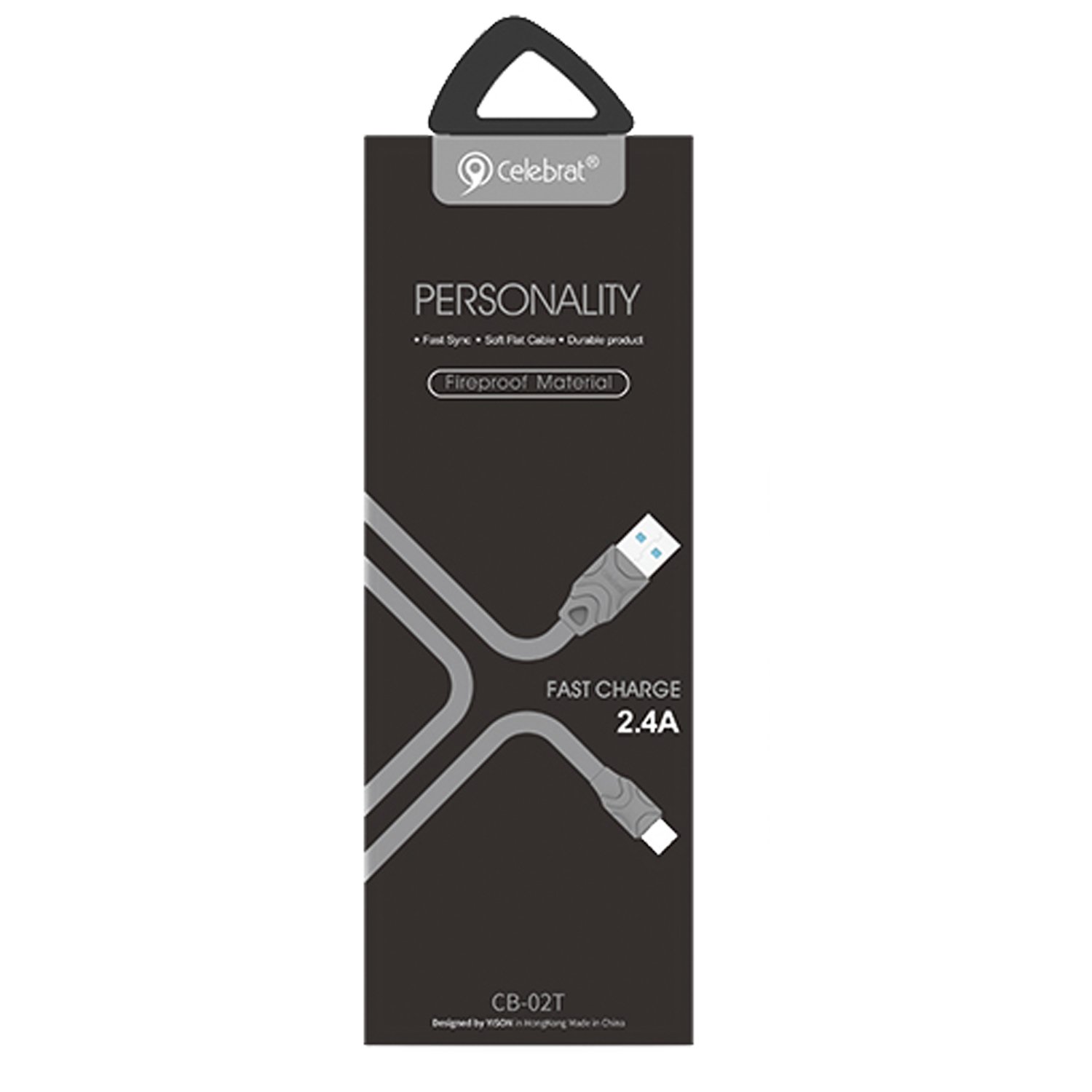 

Кабель USB 2.0(Am)-Lightning 8-pin(m), 2.4A, 1м, серый Celebrat CB-02I (116090), CB-02I