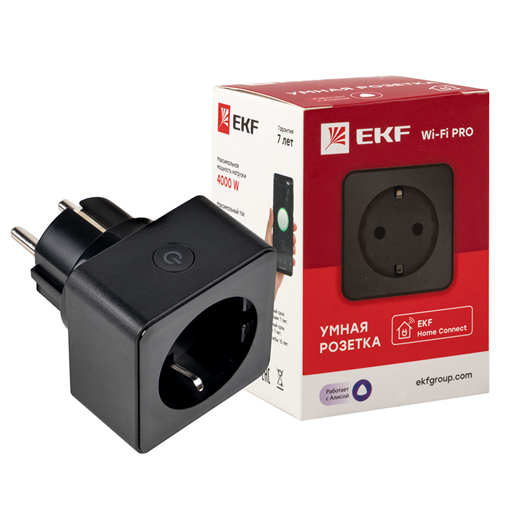 

Умная розетка EKF HomeСonnect Wi-Fi PRO, Android/iOS, черный (RCS-2-WF)