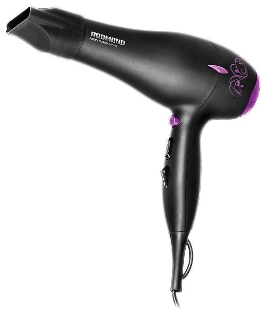 

Фен Redmond NEON FLASH RF-519 2000Вт, 6 режимов, 1 насадка, черный/фиолетовый (RF-519), RF-519
