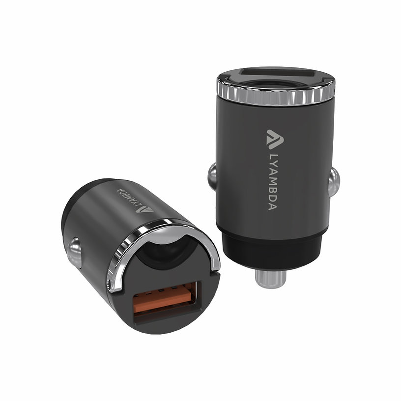 

Автомобильное зарядное устройство Lyambda Aluminum, USB, 5А, QC, черный/серебристый (LS-A30)