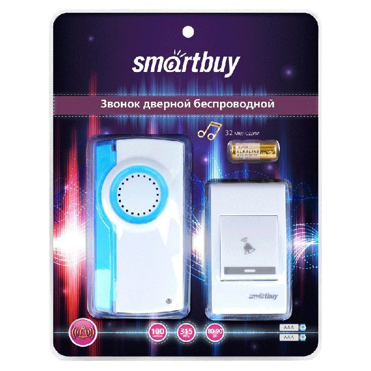 

Звонок беспроводной SmartBuy SBE-11-DP2-32, с одной кнопкой, белый, SBE-11-DP2-32
