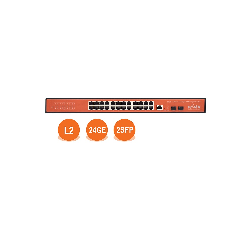 

Коммутатор Wi-Tek WI-MS326GF, управляемый, кол-во портов: 24x1 Гбит/с, SFP 2x1 Гбит/с, WI-MS326GF