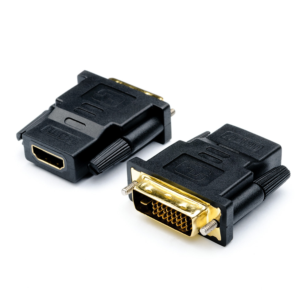 

Переходник (адаптер) DVI-D(19M)-HDMI(19F) Dual Link 4K, черный Atcom AT1208 (AT1208), AT1208