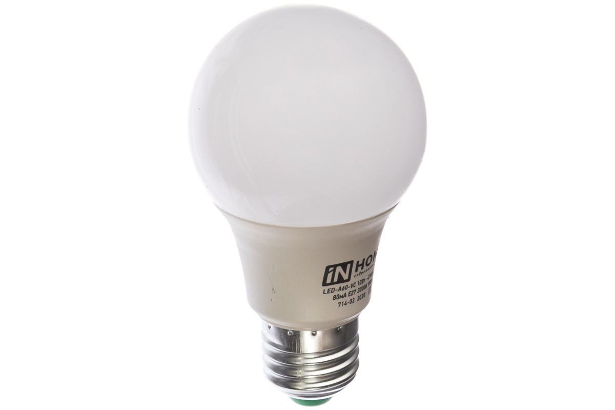 Лампа светодиодная E27 груша/A60, 10 Вт, IN HOME