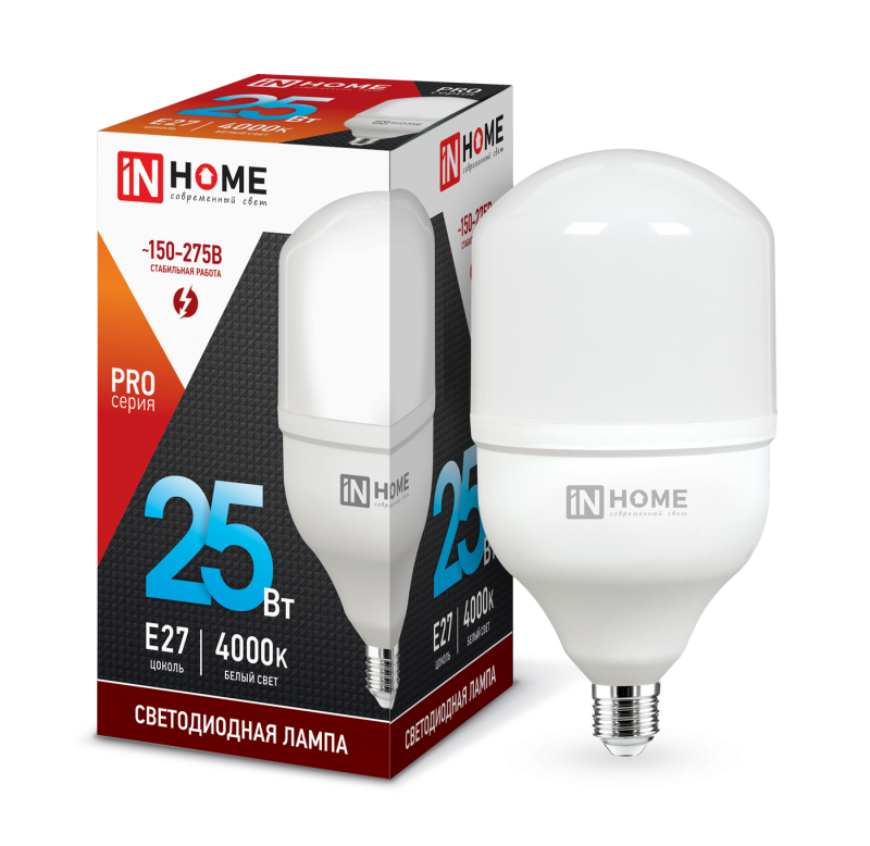 Лампа светодиодная E27 цилиндрическая/HP, 25 Вт, IN HOME