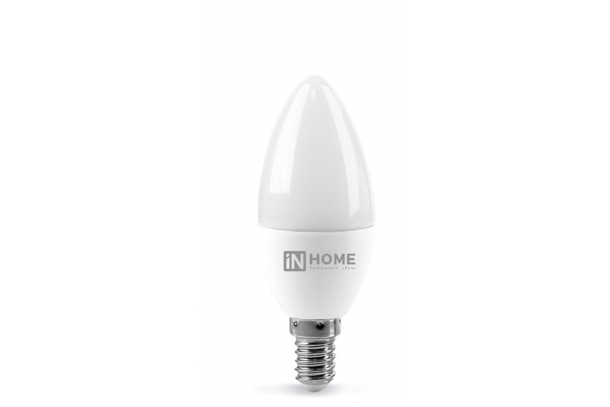 Лампа светодиодная E14 свеча/C35, 8Вт, 6500K / холодно-белый, 600лм, IN HOME VC (4690612024806) - фото 1