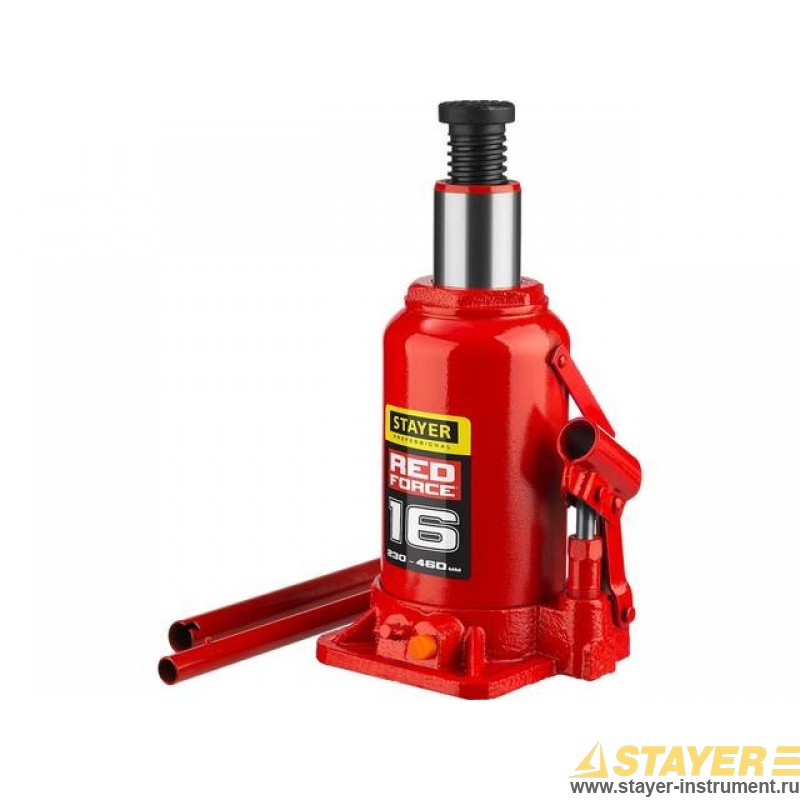 Домкрат STAYER RED FORCE 43160-16_z01, бутылочный гидравлический, 16т, 230мм-460мм (43160-16_z01)