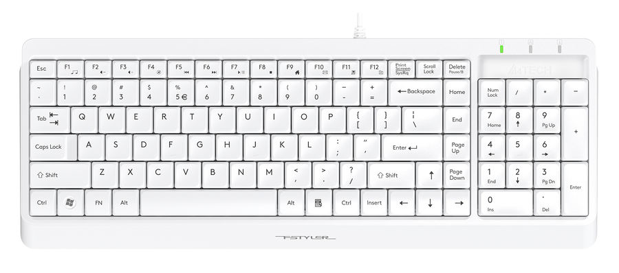 

Клавиатура проводная A4Tech FK15, мембранная, USB, белый, FK15