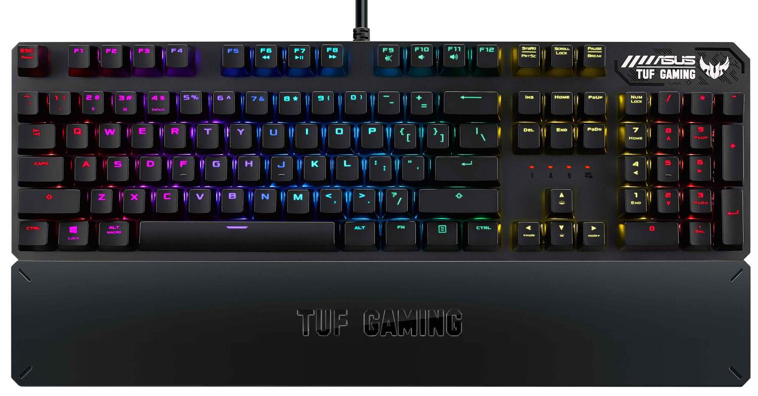 

Клавиатура проводная ASUS TUF Gaming K3, механическая, Kailh Brown, подсветка, USB, черный (90MP01Q1-BKRA00), TUF Gaming K3
