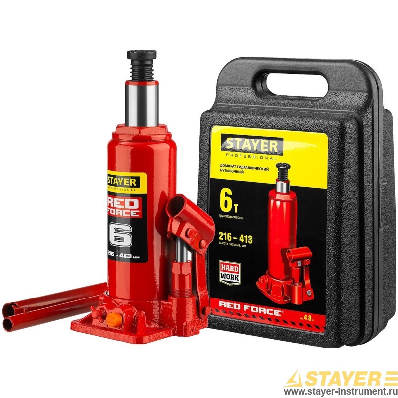 

Домкрат STAYER RED FORCE 43160-6-K_z01, бутылочный гидравлический, 6 т, 21.6 см-41.3 см, кейс (43160-6-K_z01), 43160-6-K_z01