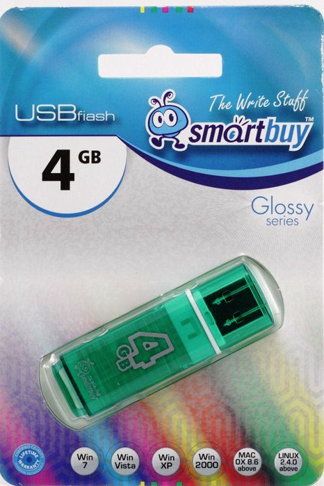 

Флешка 4Gb USB 2.0 SmartBuy Glossy Glossy, зеленый (SB4GBGS-G), Glossy