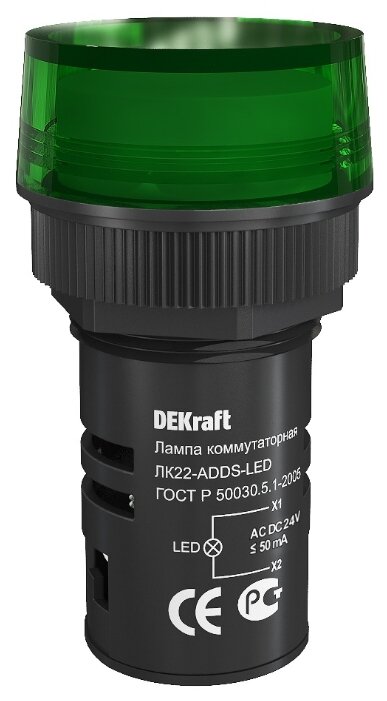 Лампа коммутационная зеленый DEKraft