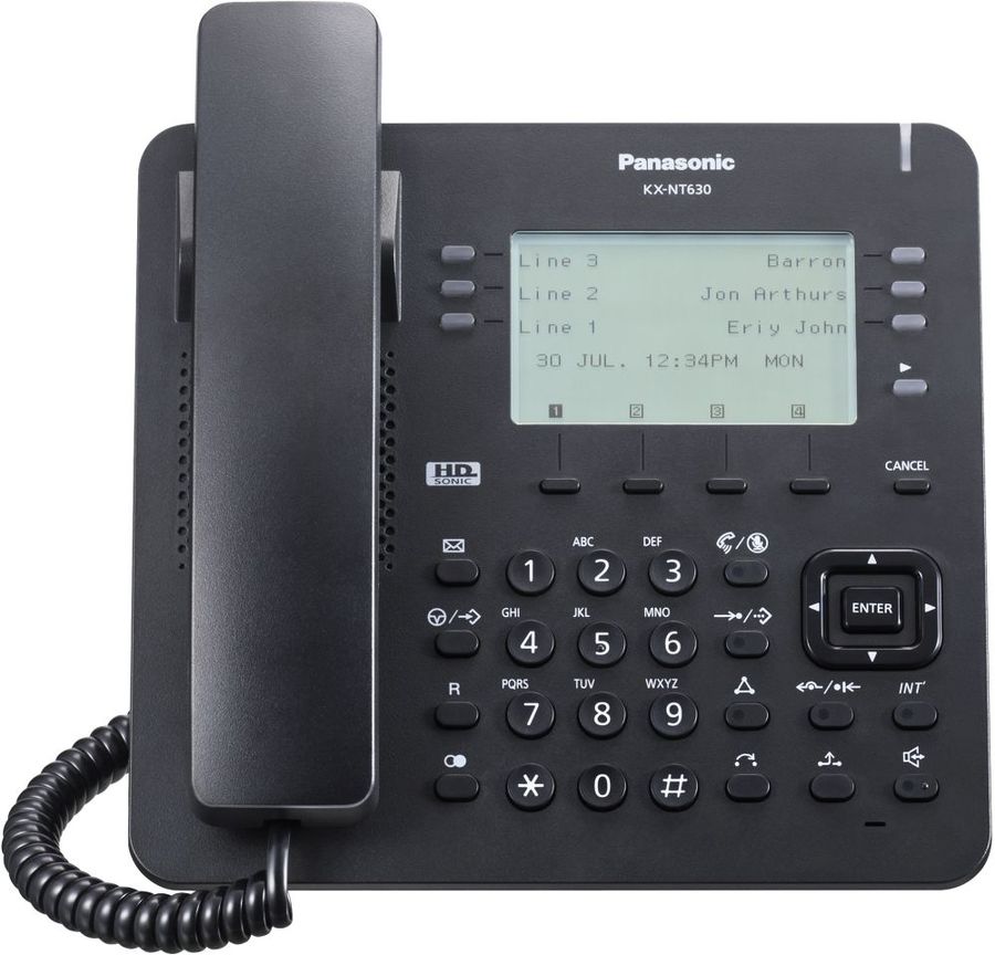 

VoIP-телефон Panasonic KX-NT630RU-B , монохромный дисплей, PoE, черный, KX-NT630RU-B