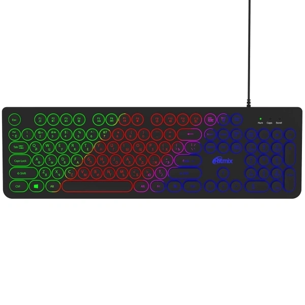 

Клавиатура проводная Ritmix RKB-215BL, мембранная, подсветка, USB, черный, RKB-215BL