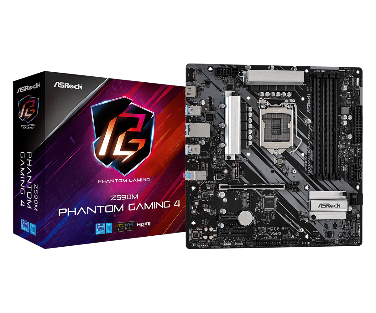 Материнская плата ASRock Z590M PHANTOM GAMING 4, Socket1200, Intel Z590 ...