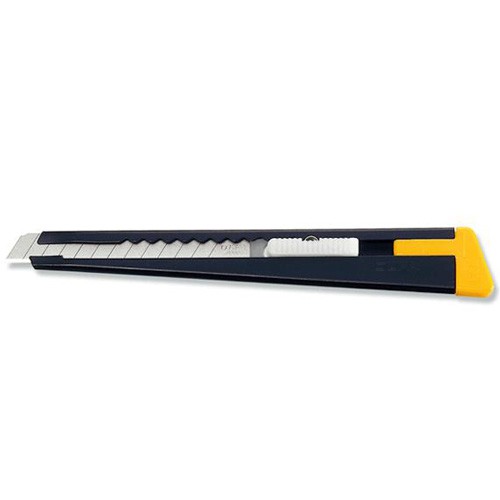 Канцелярский нож, автоматическая фиксация, лезвие: 9 мм / выдвижное / сегментированное / отламывающееся, OLFA 180-BLACK (OL-180-BLACK)