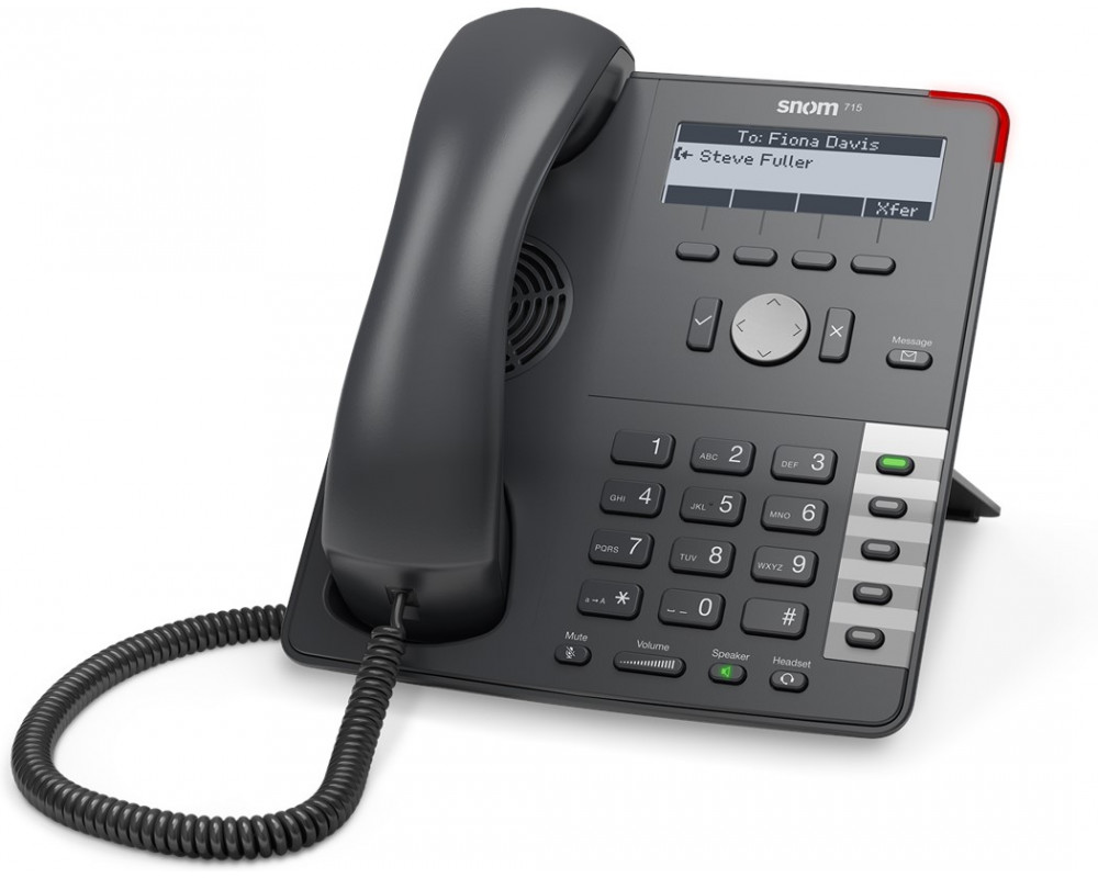 

VoIP-телефон Snom 715, 4 линии, 4 SIP-аккаунта, монохромный дисплей, PoE, черный, 715