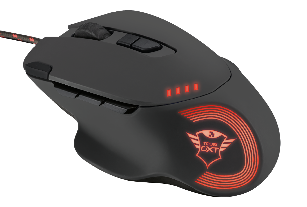 

Мышь проводная Trust GXT162, 4000dpi, оптическая светодиодная, USB, черный (21186), GXT162