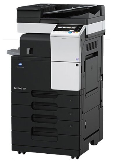 МФУ лазерный Konica Minolta bizhub 287, A3, ч/б, 28стр/мин (A4 ч/б), 14стр/мин (A3 ч/б), 1800x600dpi, дуплекс, АПД-100 листов, факс, сетевой, USB (A7AH027) - фото 1