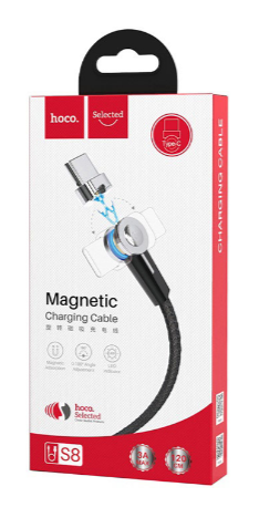 

Кабель USB 2.0(Am)-Micro USB 2.0(Bm), магнитный, поворотный, 2.1A, 1.2м, черный HOCO, 0