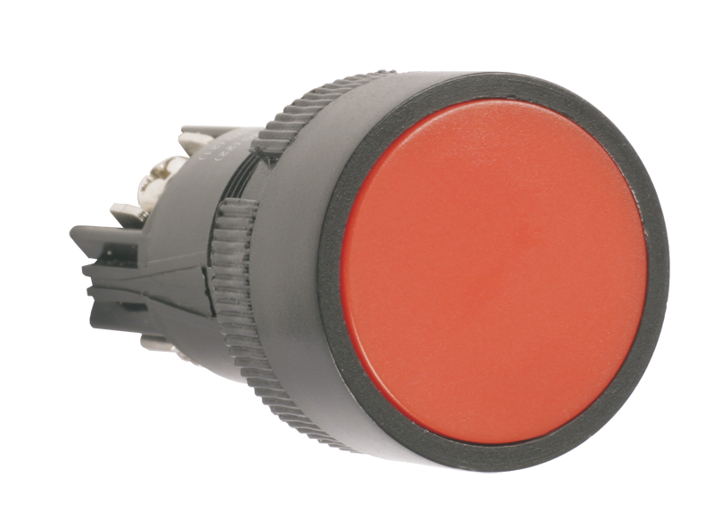 Кнопка плоская без фиксации 22 мм, 1NO 1NC, красный, IEK SВ-7 (BBT40-SB7-K04)