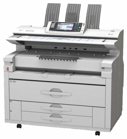 

МФУ лазерный Ricoh W7100SP, A0, 1-но цветный, 600x600dpi, сетевой, USB, без тонера / девелопера (417284), W7100SP