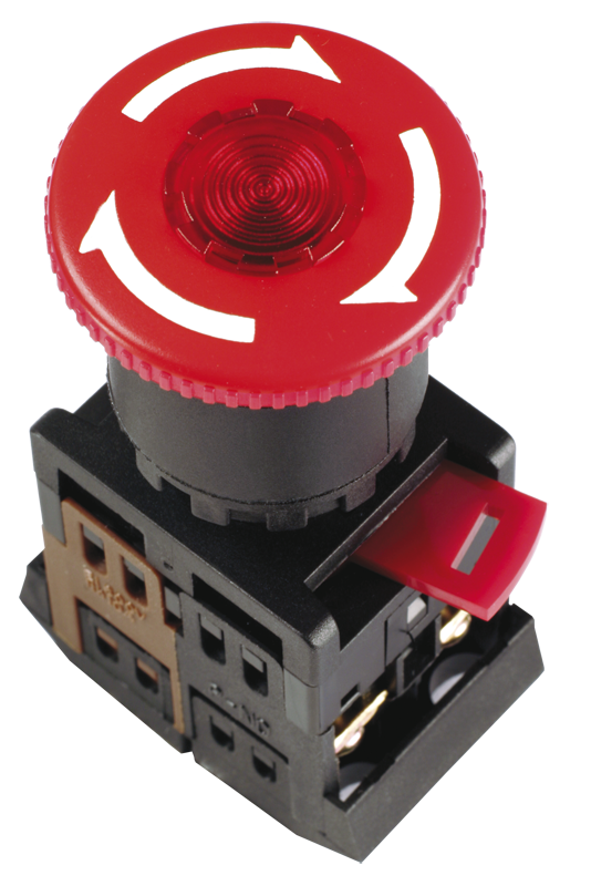 Кнопка грибовидная 22 мм, 1NO 1NC, красный, IEK ANE22 (BBG40-ANE-K04)
