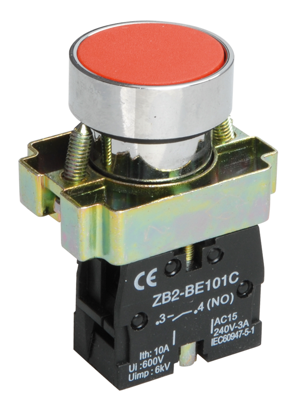 Кнопка плоская без фиксации 22 мм, IEK LAY5-BA41