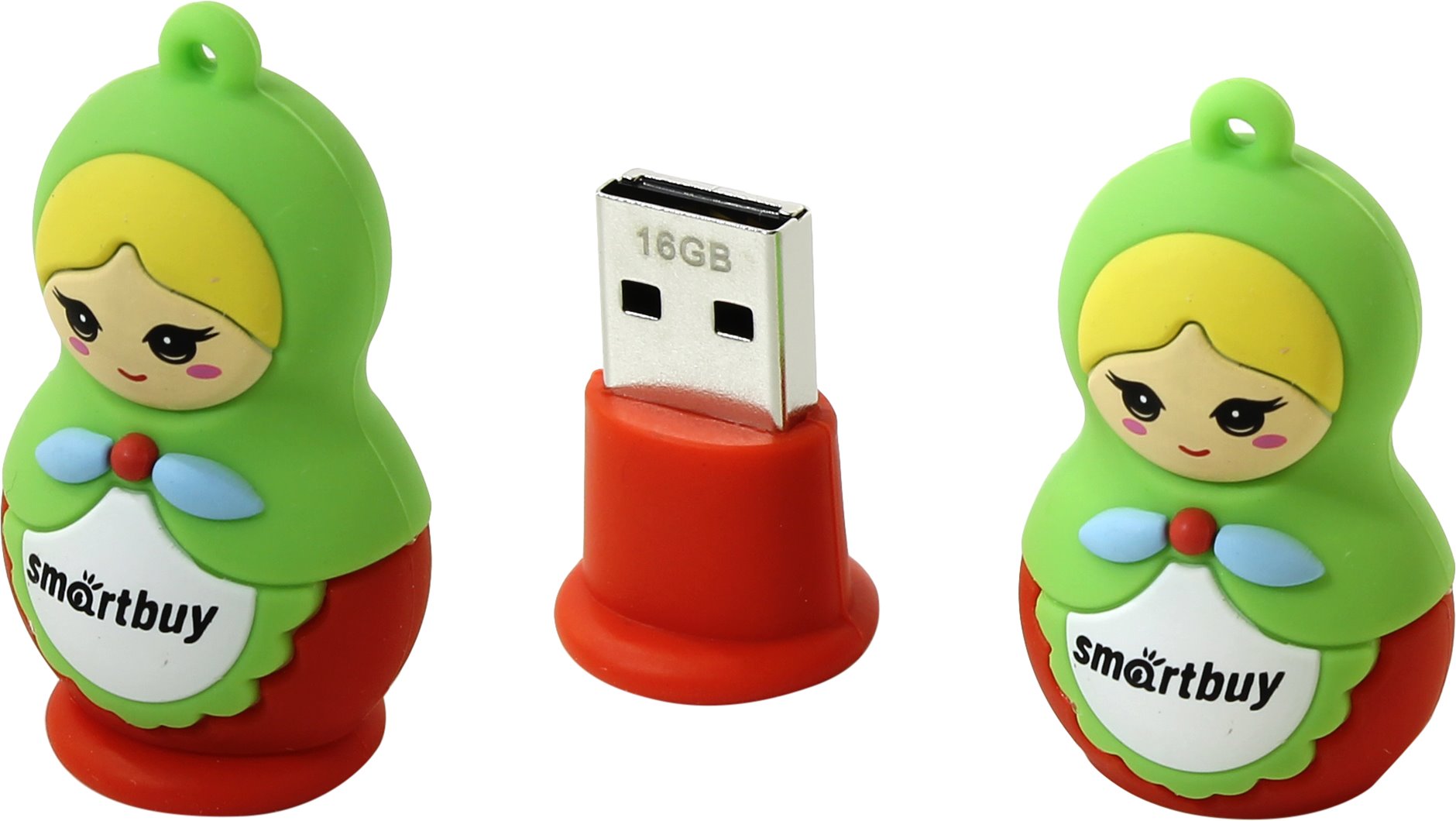 

Флешка 16Gb USB 2.0 SmartBuy Wild series Matrioshka, зеленый/красный (SB16GBDoll), Matrioshka