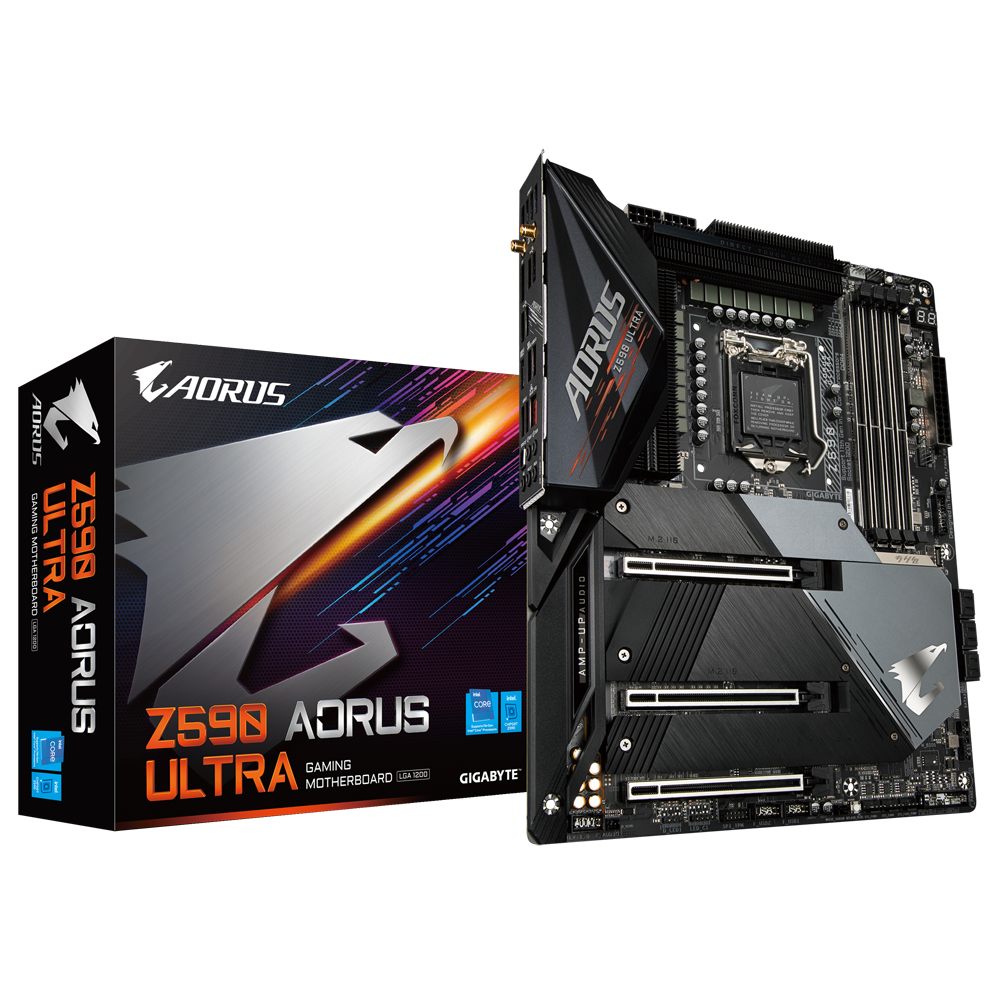

Материнская плата GIGABYTE Z590 AORUS ULTRA, Socket1200, Intel Z590, 4xDDR4, 3PCI-Ex16, 6SATA3, 7.1-ch, 2.5GLAN, 10USB 3.2, 2USB Type-C, DisplayPort, ATX, Retail, Z590 AORUS ULTRA