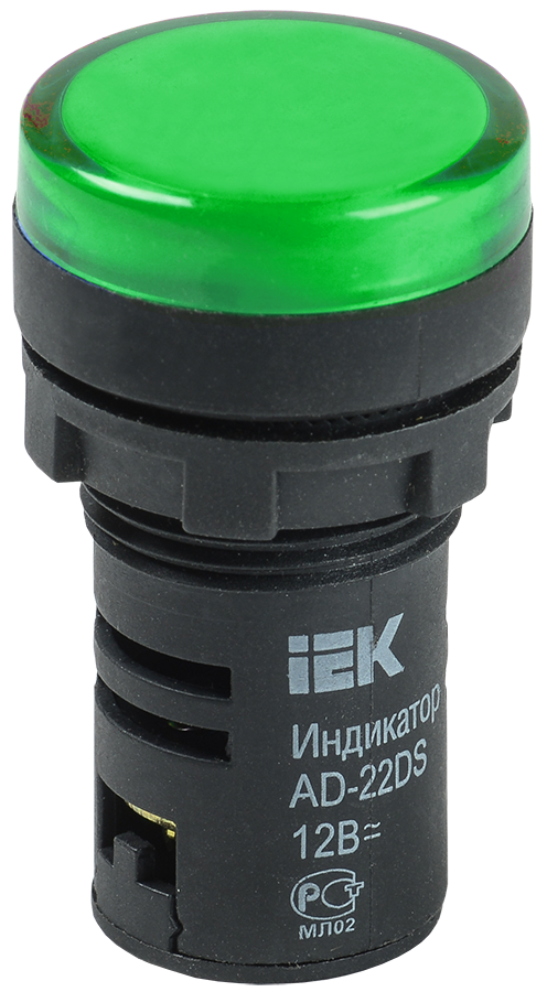 

Лампа индикаторная LED зеленый 22 мм 12 В AC/DC, IEK AD-22DS (BLS10-ADDS-012-K06), AD-22DS