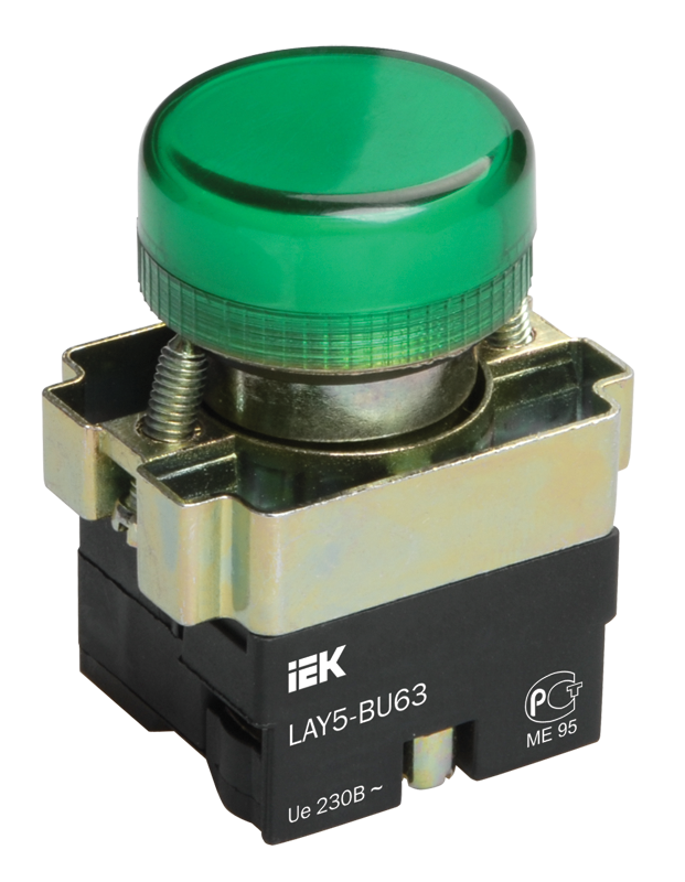 Лампа индикаторная LED зеленый 22 мм 230 В AC, IEK LAY5-BU63 (BLS50-BU-K06)