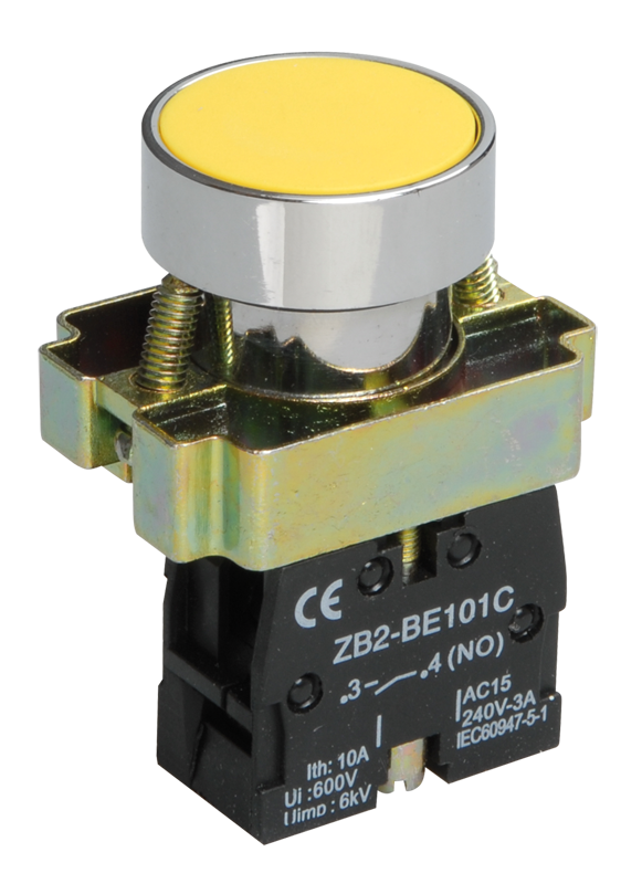 

Кнопка плоская без фиксации 22 мм, 1NO, желтый, IEK LAY5-BA51 (BBT60-BA-K05), LAY5-BA51