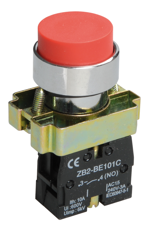 

Кнопка плоская без фиксации 22 мм, 1NO, красный, IEK LAY5-BL41 (BBT70-BL-K05), LAY5-BL41