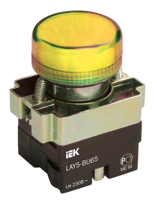 Лампа индикаторная LED желтый 22 мм 230 В AC, IEK LAY5-BU65 (BLS50-BU-K05)