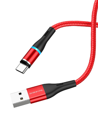 

Кабель USB 2.0(Am)-Type-C, 2.4A быстрая зарядка, 1.2м, красный Borofone, 0