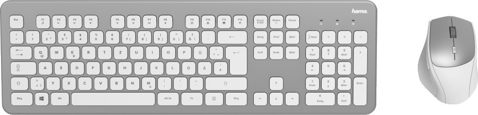 Клавиатура + мышь Hama KMW-700, беспроводной, USB, серебристый/белый (R1182676)