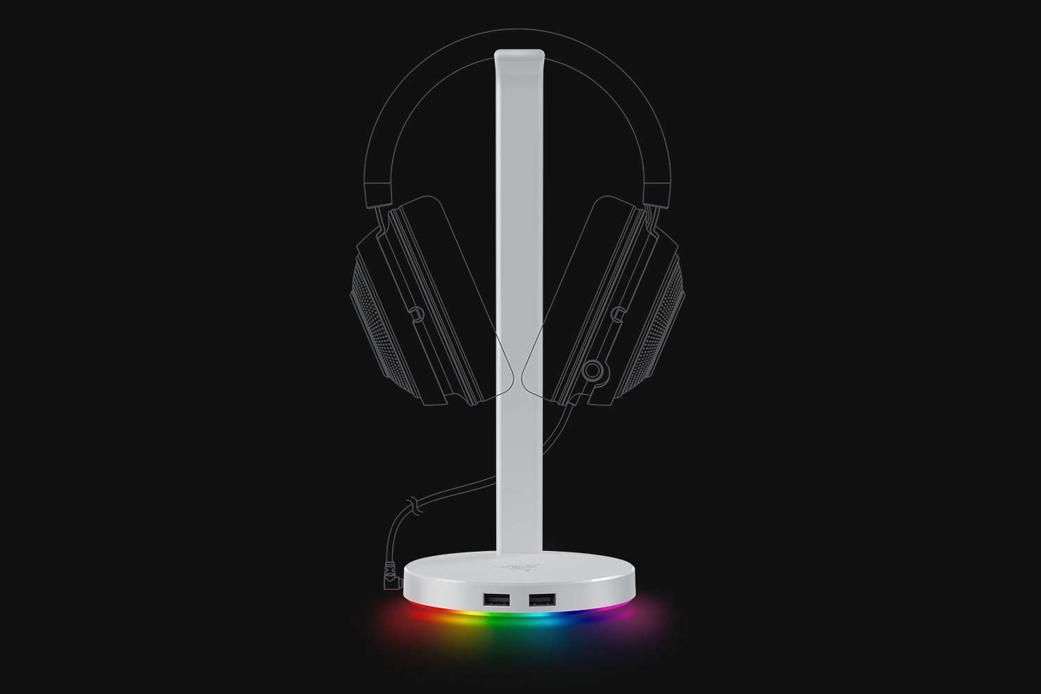 

Держатель для игровой гарнитуры Razer Base Station V2 Chroma, Mercury White (белый) (RC21-01510300-R3M1), Base Station V2 Chroma