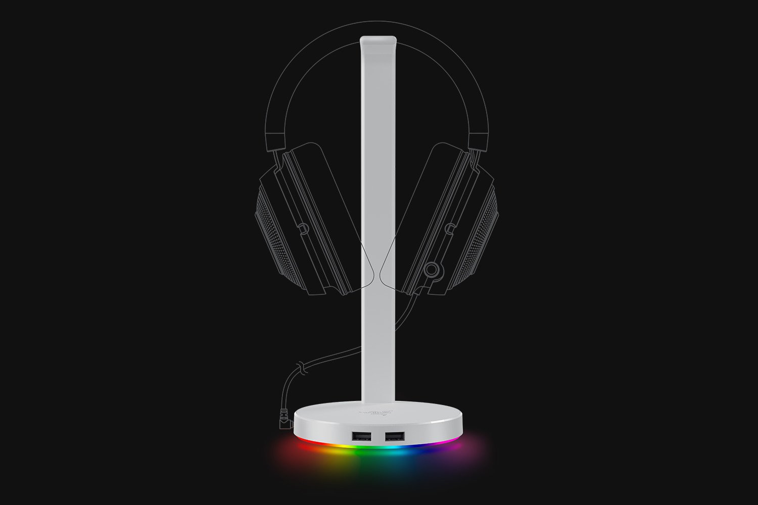 Держатель для игровой гарнитуры Razer Base Station V2 Chroma, Mercury White (белый) (RC21-01510300-R3M1)