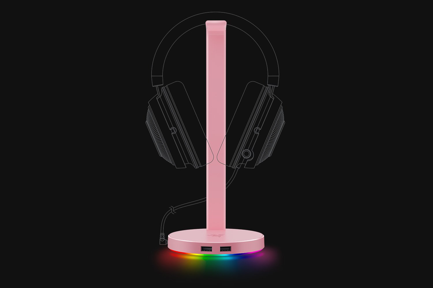 Держатель для игровой гарнитуры Razer Base Station V2 Chroma, Quartz Pink (розовый) (RC21-01510200-R3M1)