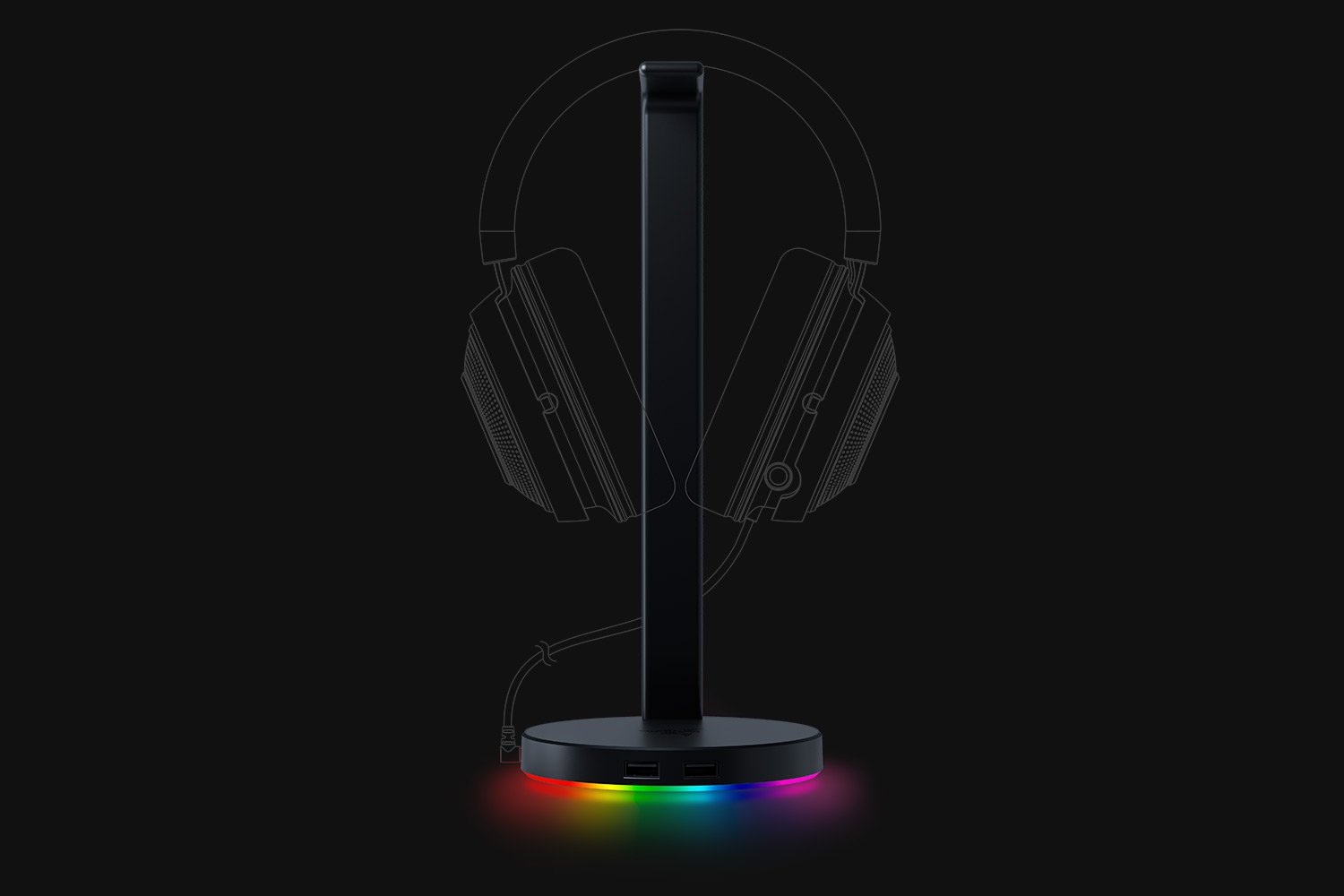 Держатель для игровой гарнитуры Razer Base Station V2 Chroma, Classic Black (черный) (RC21-01510100-R3M1)