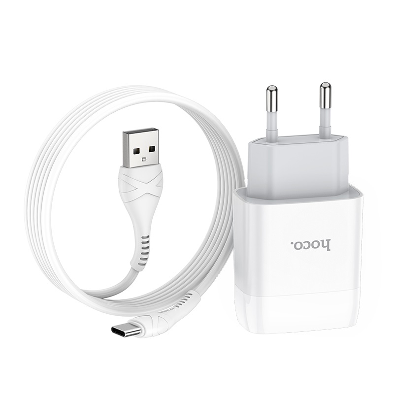 

Сетевое зарядное устройство Hoco Glorious C72A, 10 Вт, USB, USB Type-C, 2.1А, белый, кабель USB Type A/USB Type-C, C72A
