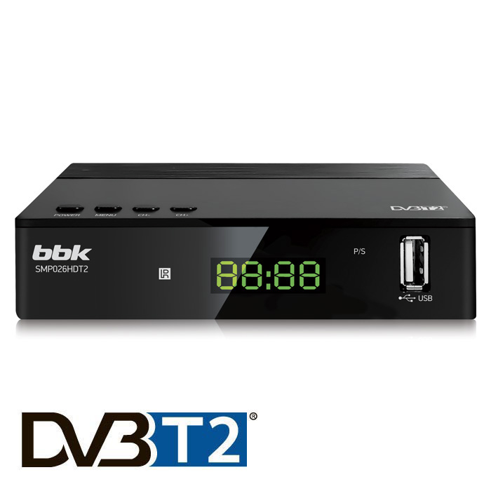 Приставка для цифрового ТВ BBK SMP026HDT2, DVB-T2/DVB-T, HDMI, RCA, RF